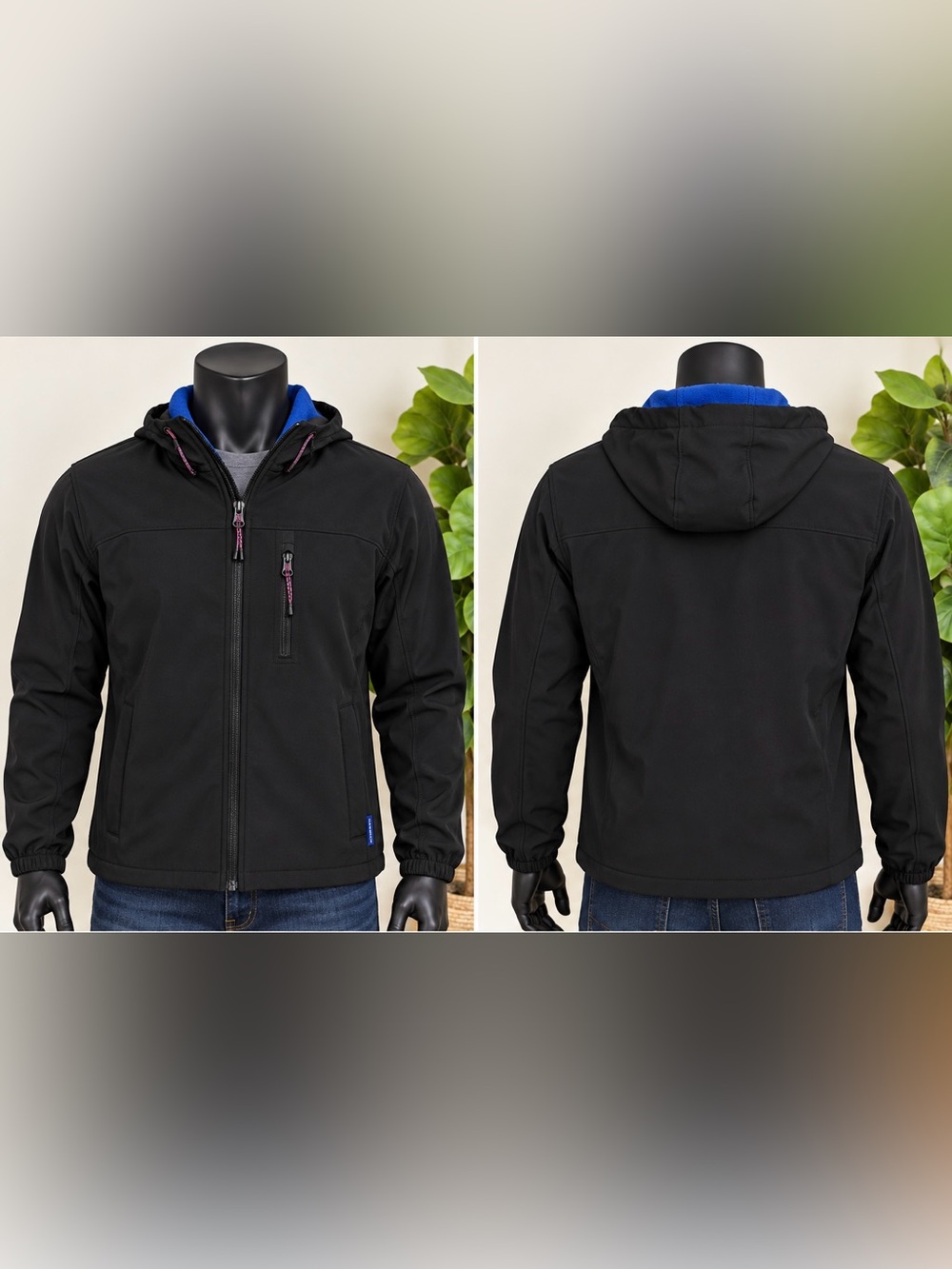 Men's Black Hooded Softshell Jacket